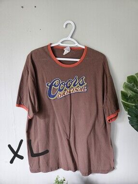 Coors Original Brown Short Sleeve Logo Tee with Orange Trim